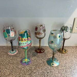 Colorful Hand-Painted Wine Glasses Set